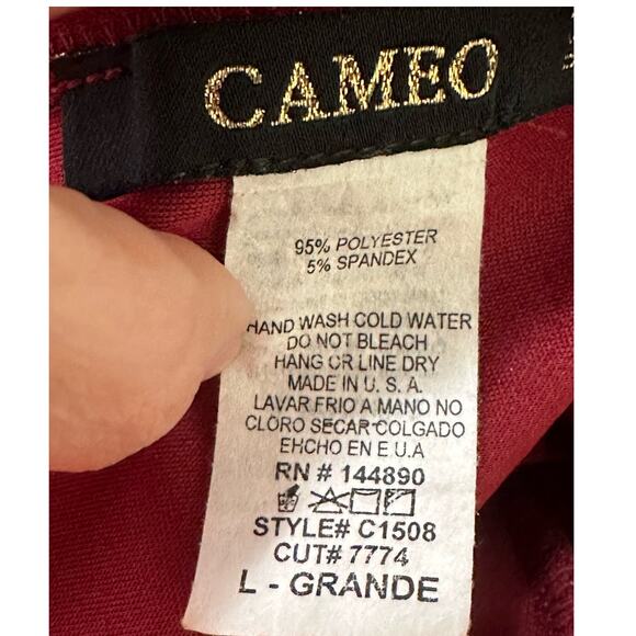 Cameo red short bell sleeves back tie crop blouse size Large - Picture 3 of 12